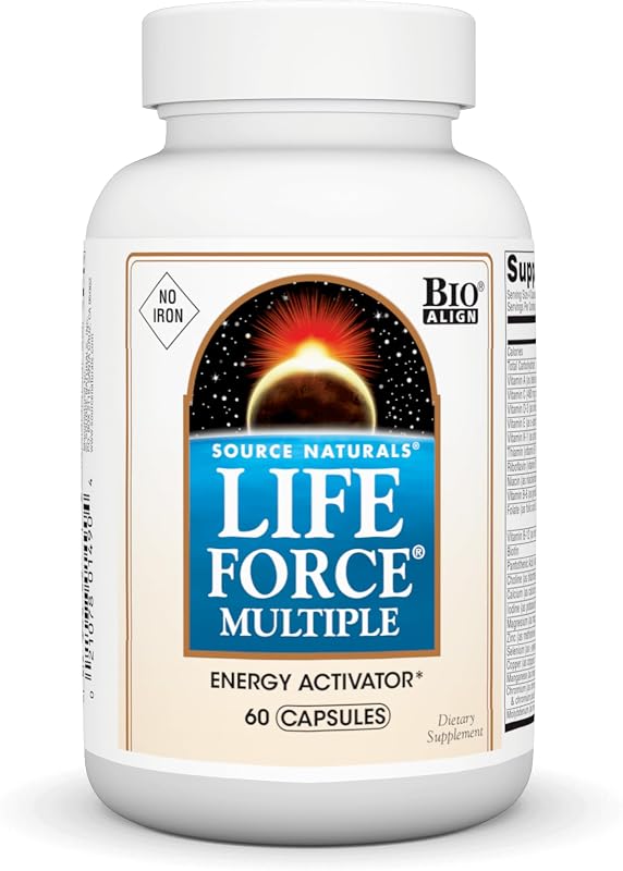 Source Naturals Life Force Multiple Iron Free Multivitamin - 60 Capsules | No Iron Bio-Aligned Formula® - Delivering 40+ Ingredients for Foundational Nutrition