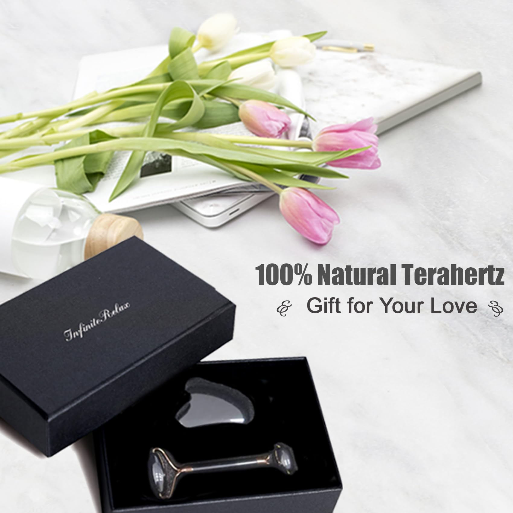 Terahertz Gua Sha & Roller - Set di strumenti per il viso, rullo viso e gua sha, strumento massaggiatore Guasha, per ridurre il gonfiore e migliorare le rughe, idea per mamme e donne