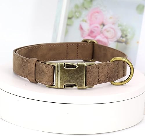 Miniatura 4 de Didog Collar de cuero suave para perro, collares de perro duraderos y resistentes con hebilla metálica de liberación rápida, collar de cuero