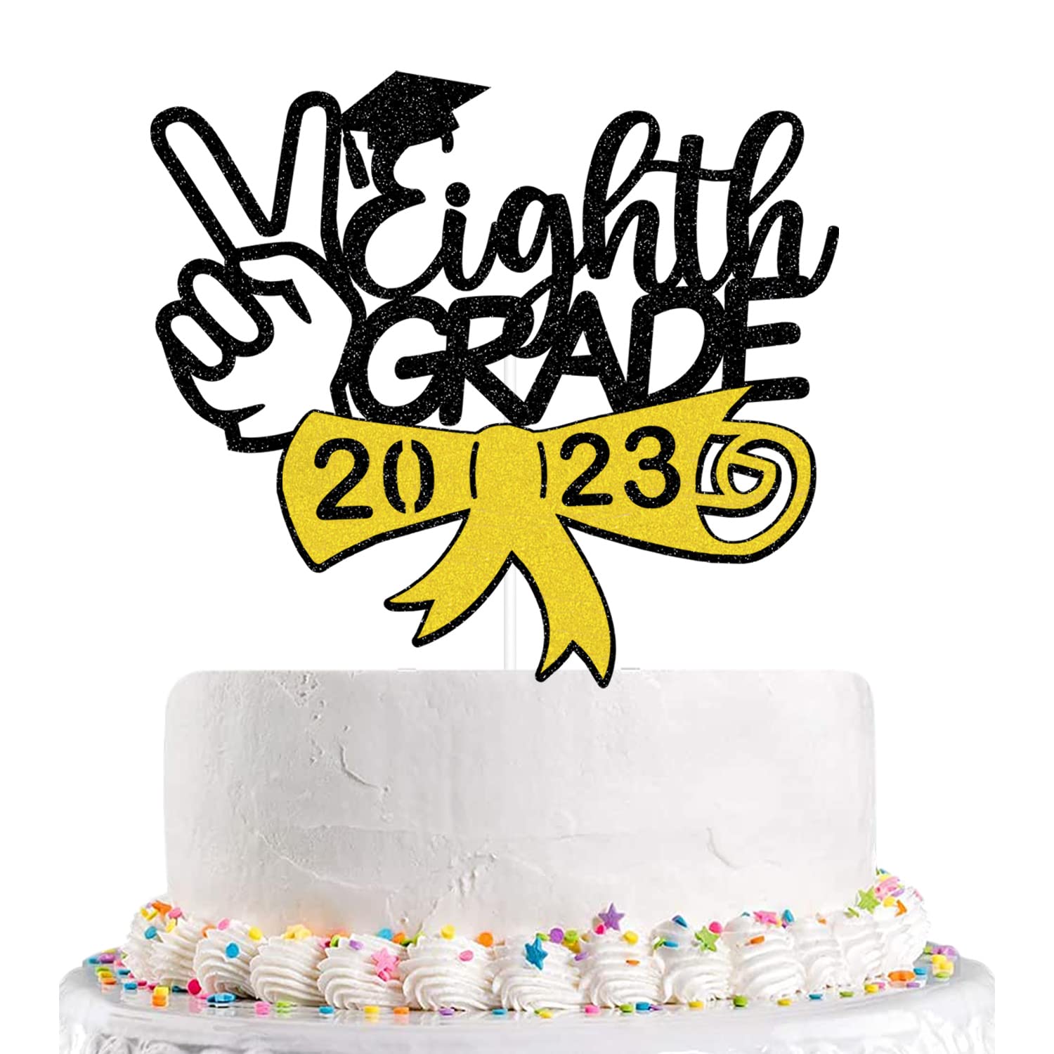Peace Out 8th Grade Cake Topper, 8th Grade Graduation Cake Topper, 8th Grade Graduation Party Decorations 2023, Boy Girl Kids Eighth Grade Graduation Decorations Supplies