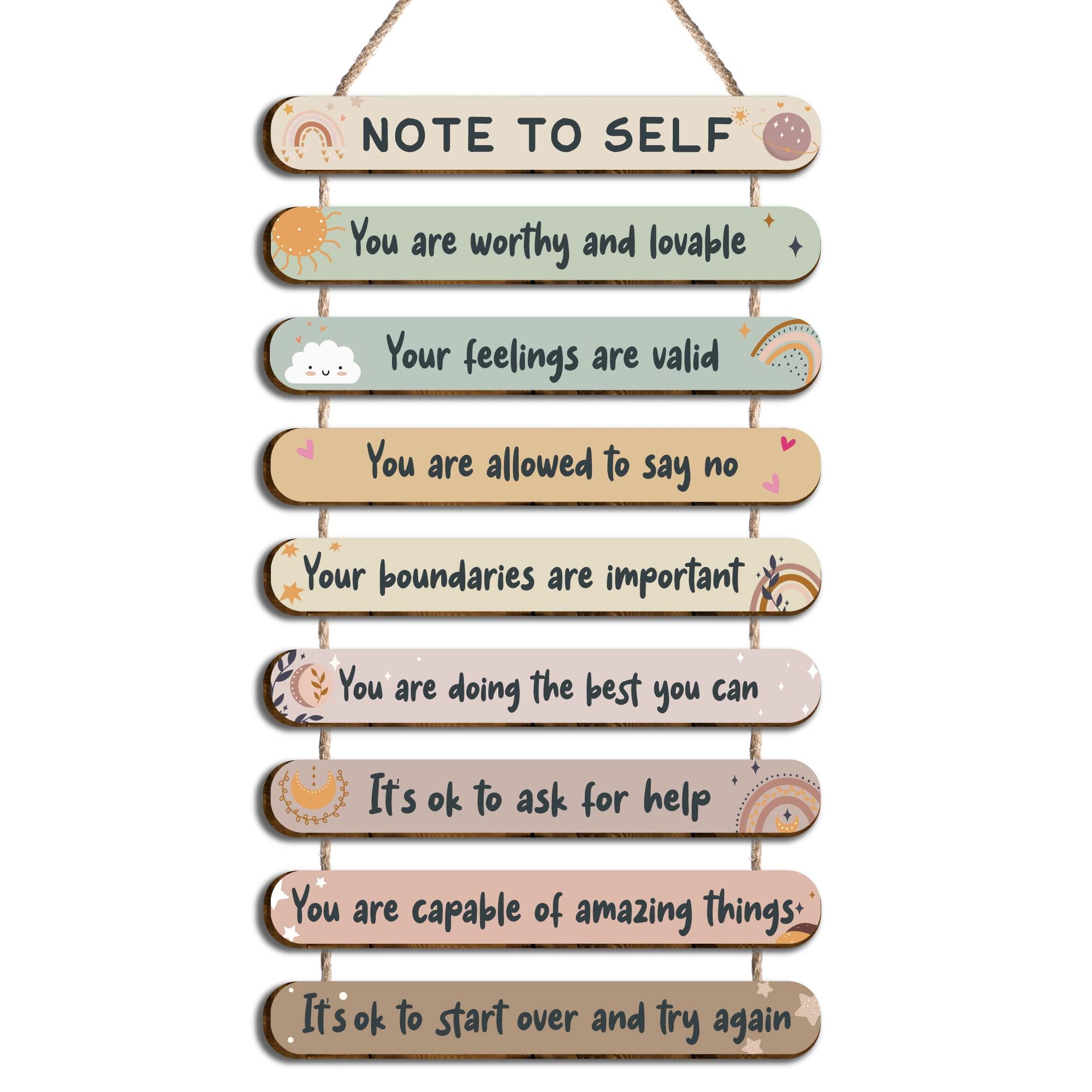 Snapklik.com : 9 Pieces Note To Self Mental Health Reminders Therapy ...
