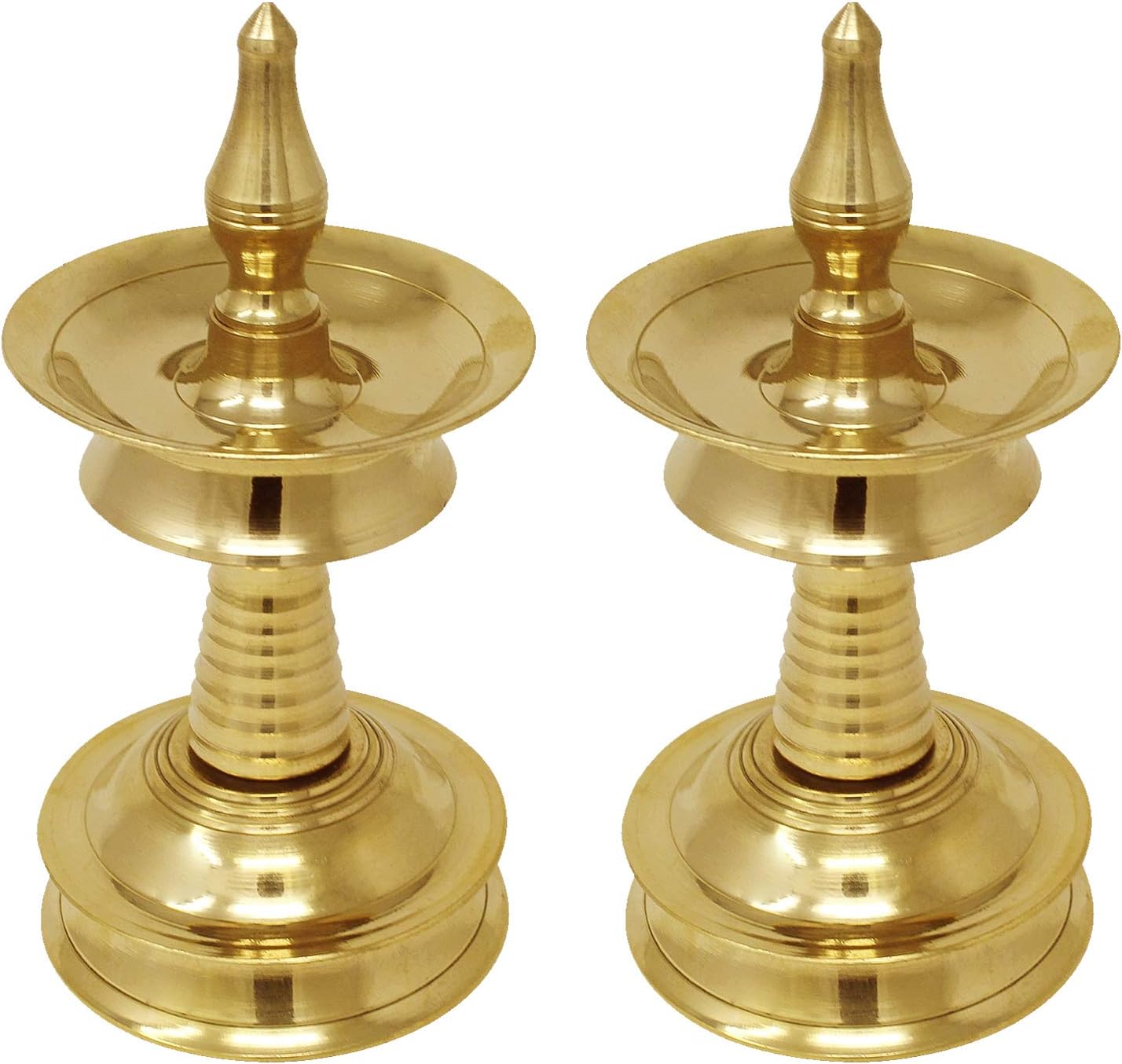 Mannarcraft Nilavilakku- Kerala Brass Oil Lamp (Set of 2, 9 Inch Height)
