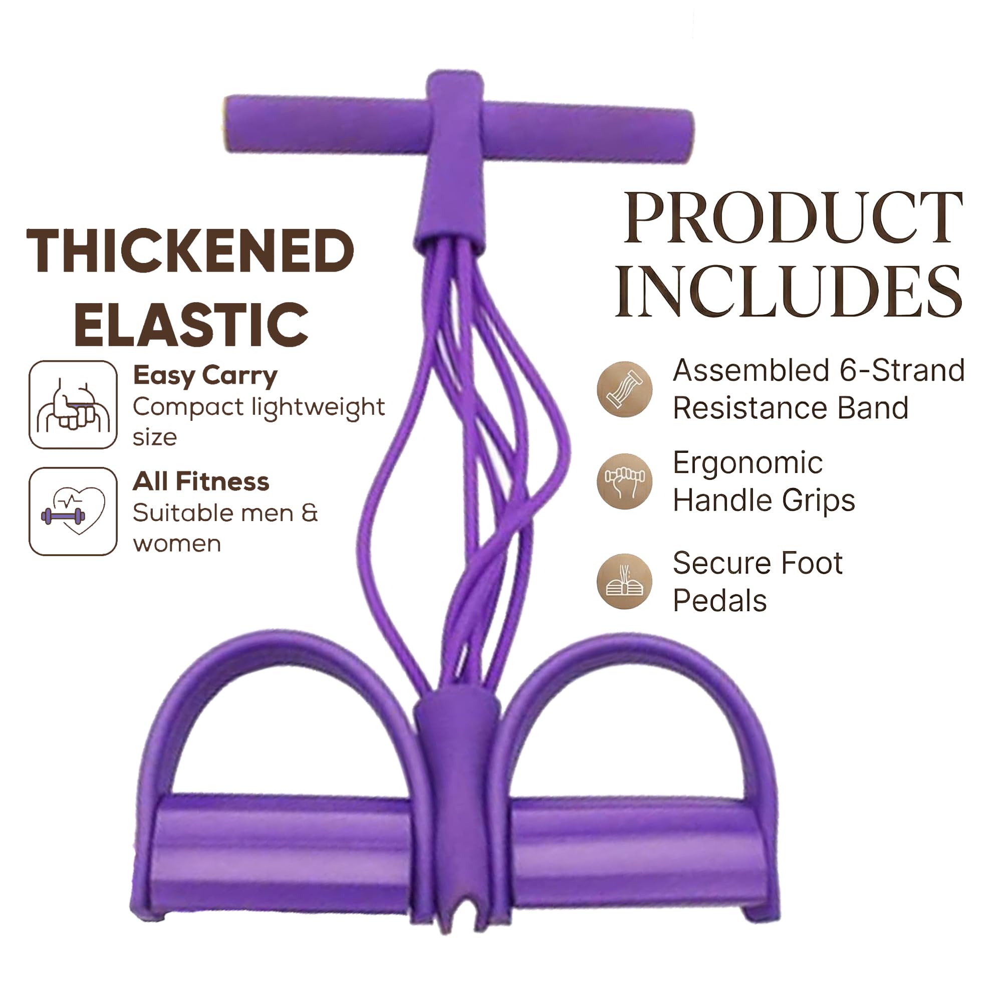 Multi-Function Abdominal Trainer & 6-Tube Elastic Resistance Band with Pedal Puller, Sit-Up Equipment & Bodybuilding Expander, Home Full Body Workout Machine for Yoga, Fitness - 3