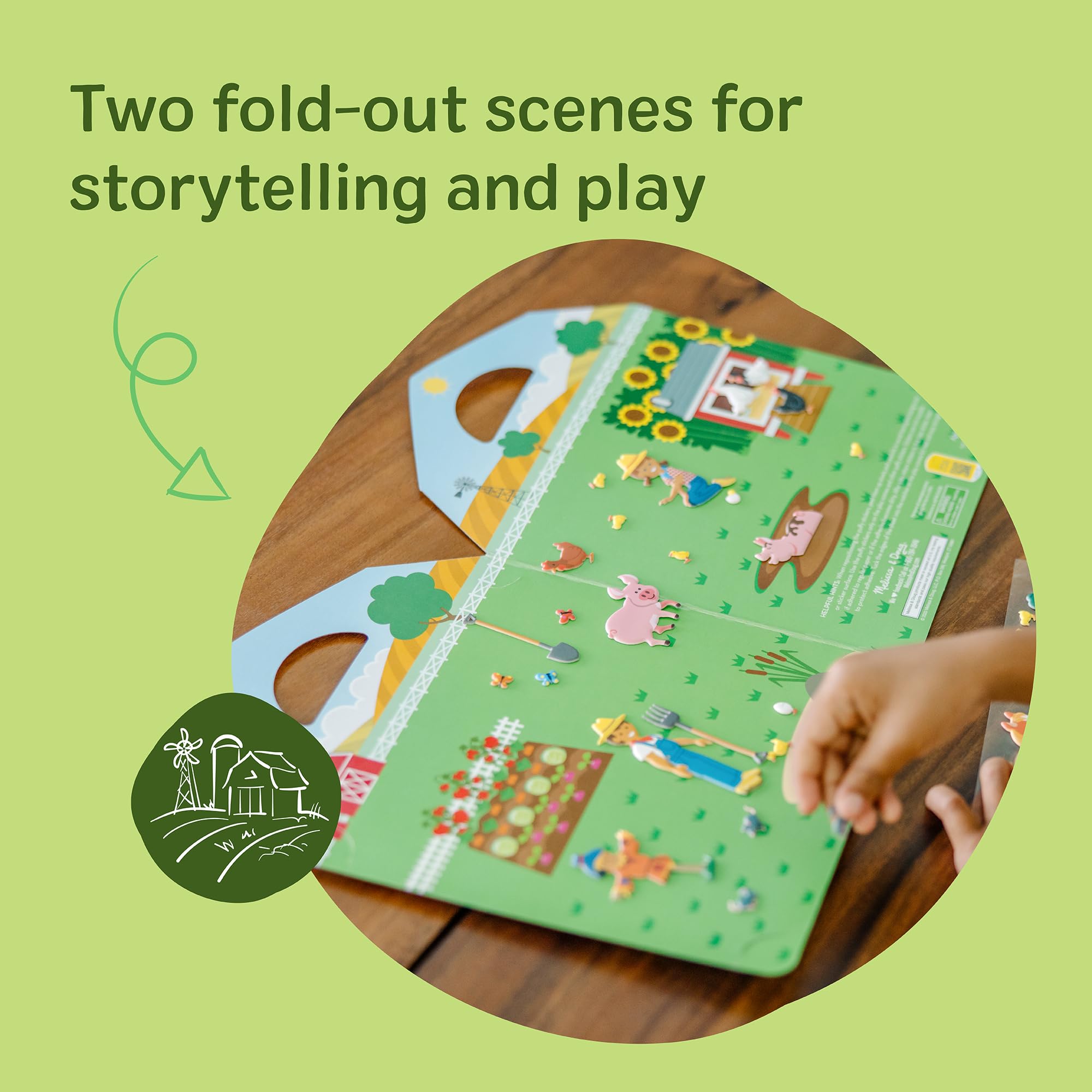 Melissa & Doug Puffy Sticker Play Set – On The Farm, 52 Reusable Stickers with 2 Fold-Out Scenes, Restickable Animal Arts and Crafts Activity Book for Kids Ages 4+ - FSC Certified — Amazon image 3