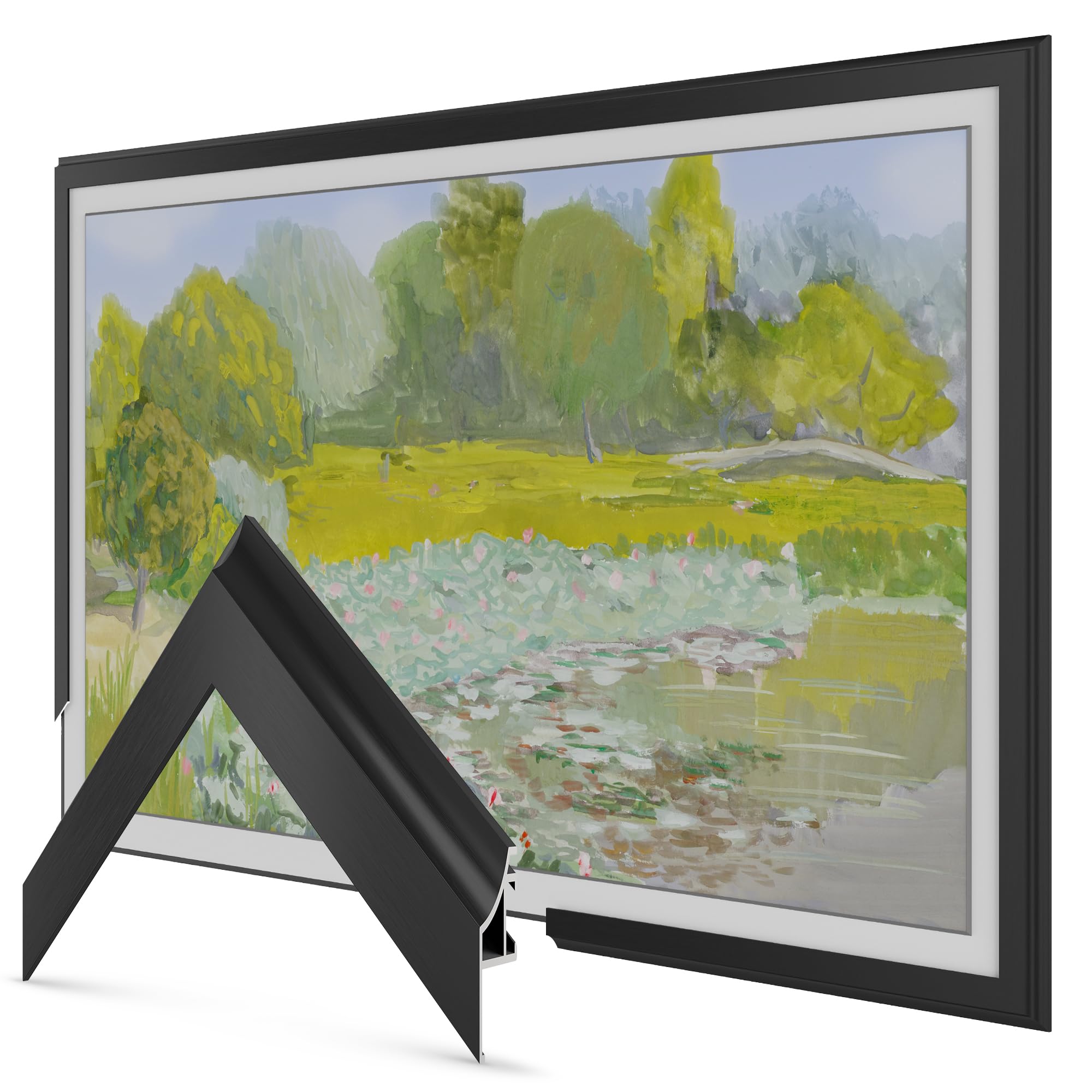 Photo 1 of Anodized Black Scoop 65" Alloy Deco TV Frame - Compatible ONLY with Samsung The Frame TV and Pro TVs (Fits 2021-2026, LS03A, LS03B,LS03C,LS03D,LS03FA,LS03FW)