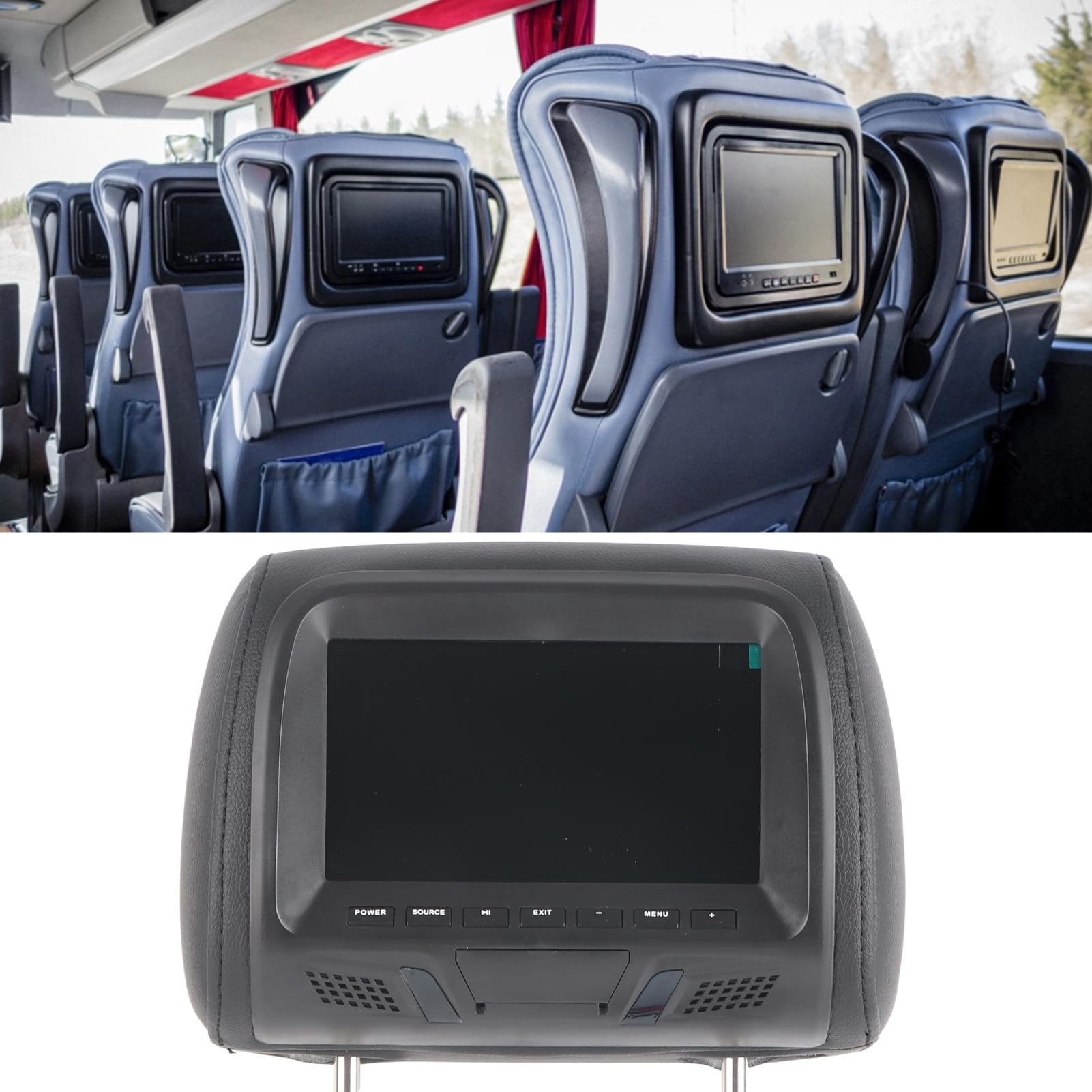 Universale Poggiatesta Monitor Kit, 7 Pollici Auto per Poggiatesta Monitor, Poggiatesta Video Media Player Mp5 Monitor per Auto Con Lettore Multimediale Video per Auto (Nero),Poggiatesta e braccioli