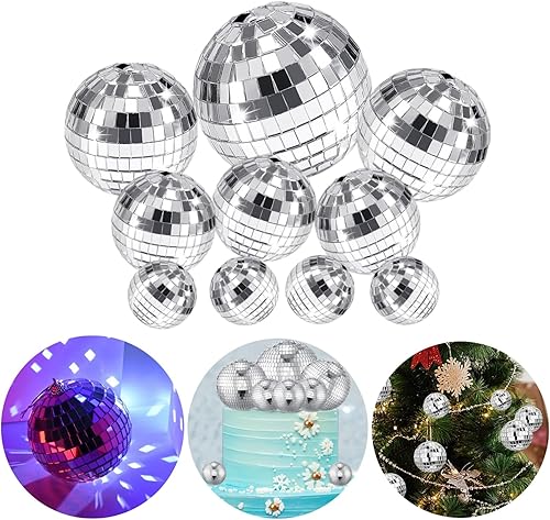 10 piezas de mini bola de discoteca colgantes, pequeñas bolas de discoteca de espejo para decoración de pasteles, decoración de bolas de discoteca