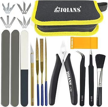 17 PCS Gundam Model Tool Kit Hobby Building Tools Craft Set Gunpla Basic Model Tool Kit in Canvas Bag for Plastic Model Kits, Car Airplane Models, Miniatures, Model Building Repairing & Fixing