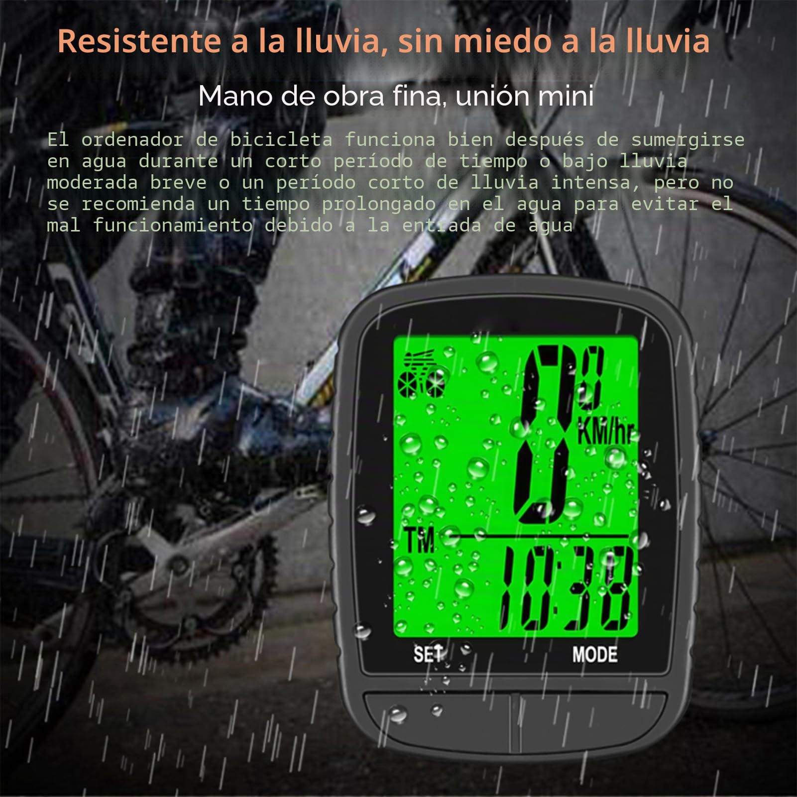 Computadora para Bicicleta, 24 Funciones Auto Sleep Wake Up Backlight ABS Bike Velocímetro Odómetro (585 Negro Inalámbrico)