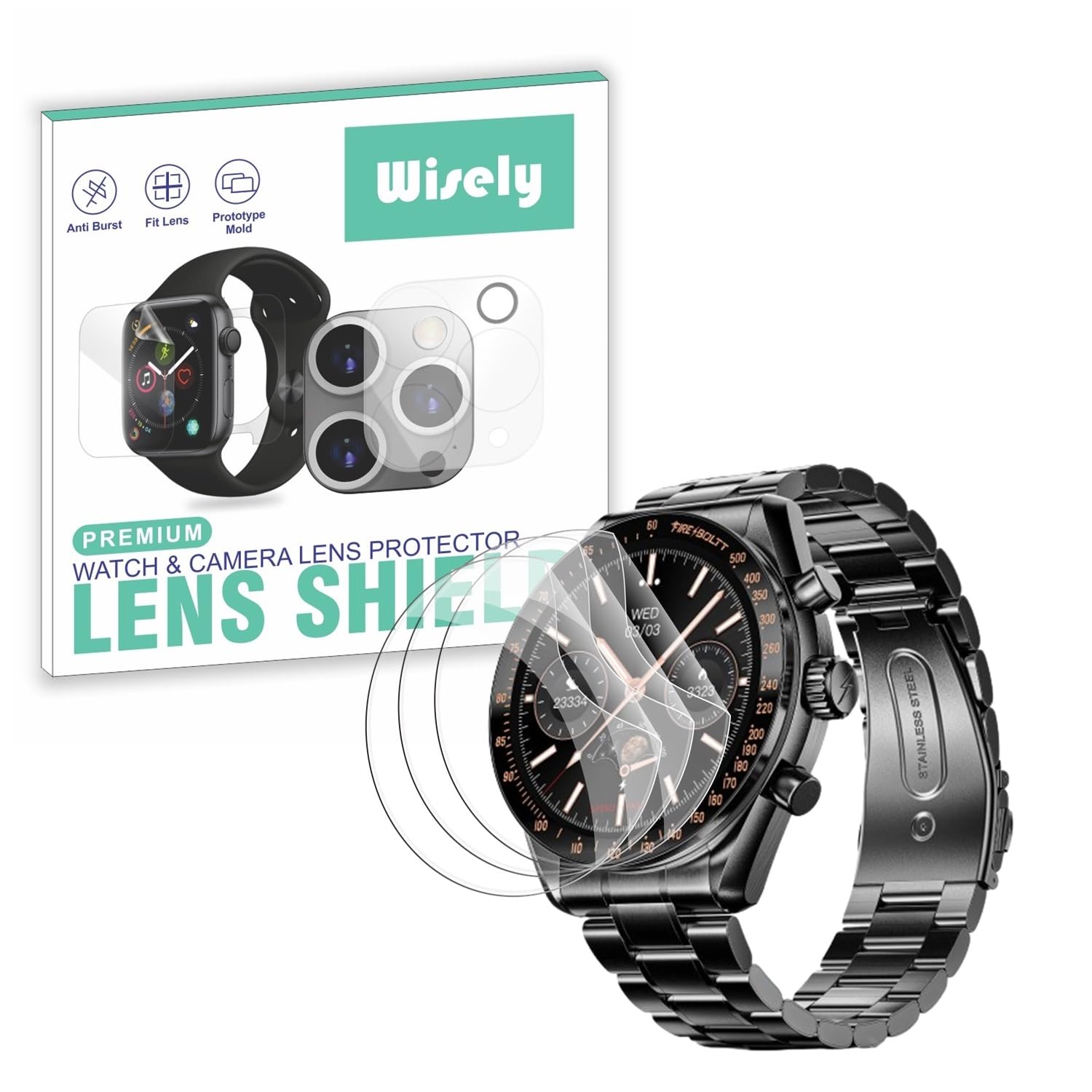 Wisely |3pcs| Screen Guard Protector For Fire Boltt Moonwatch Smartwatch |1.43"| Bubble Free, Easy installation kit, Clear HD, Full Cover (B0D7HVJSZZ) Amazon Price History, Amazon Price Tracker