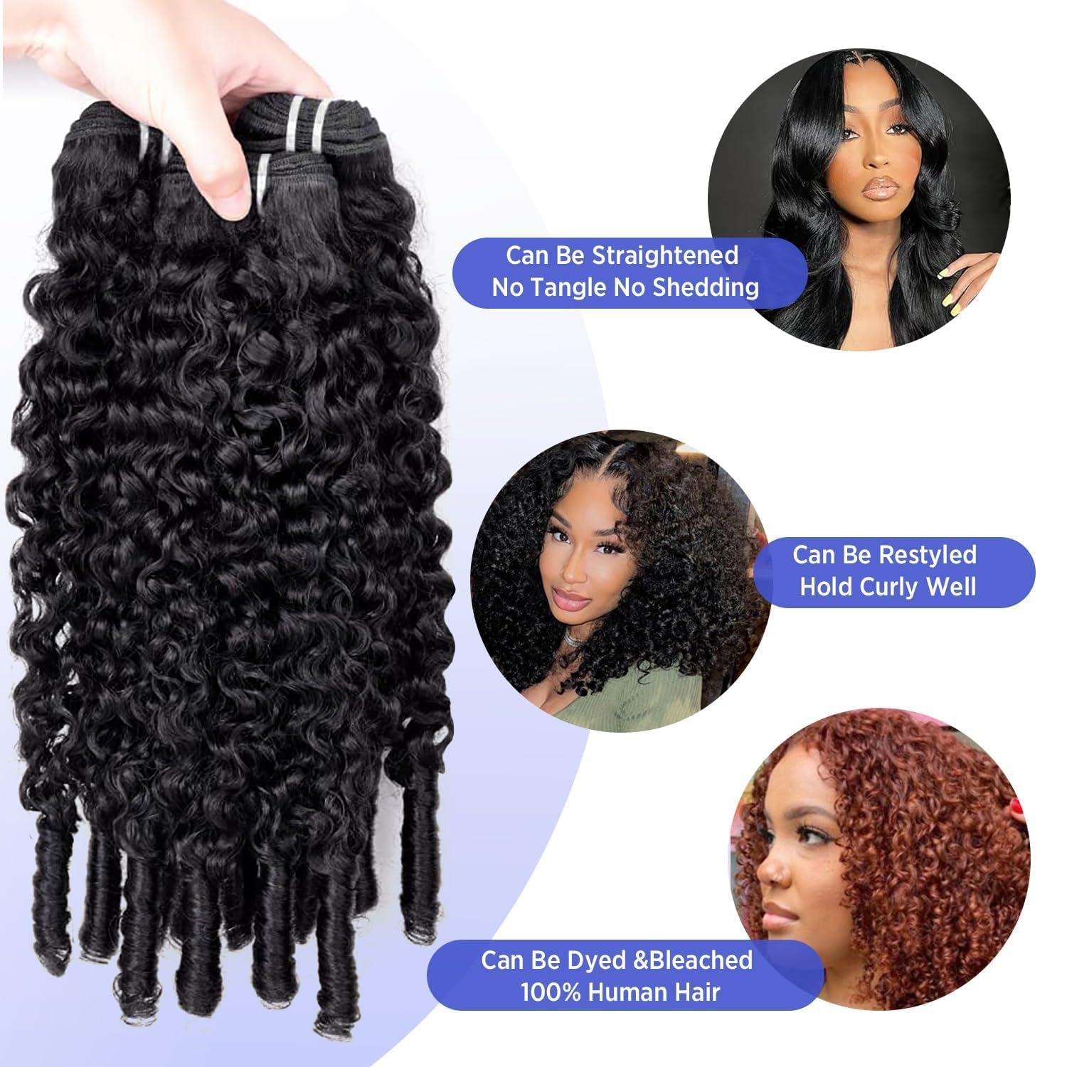 Burmese Curly Bundles Human Hair 16 18 20 Inch Water Wave 3 Bundles 3C4A Water Wave Human Hair Wet and Wavy 100% Unprocessed Brazilian Virgin Quick Weave for Women Natural Black