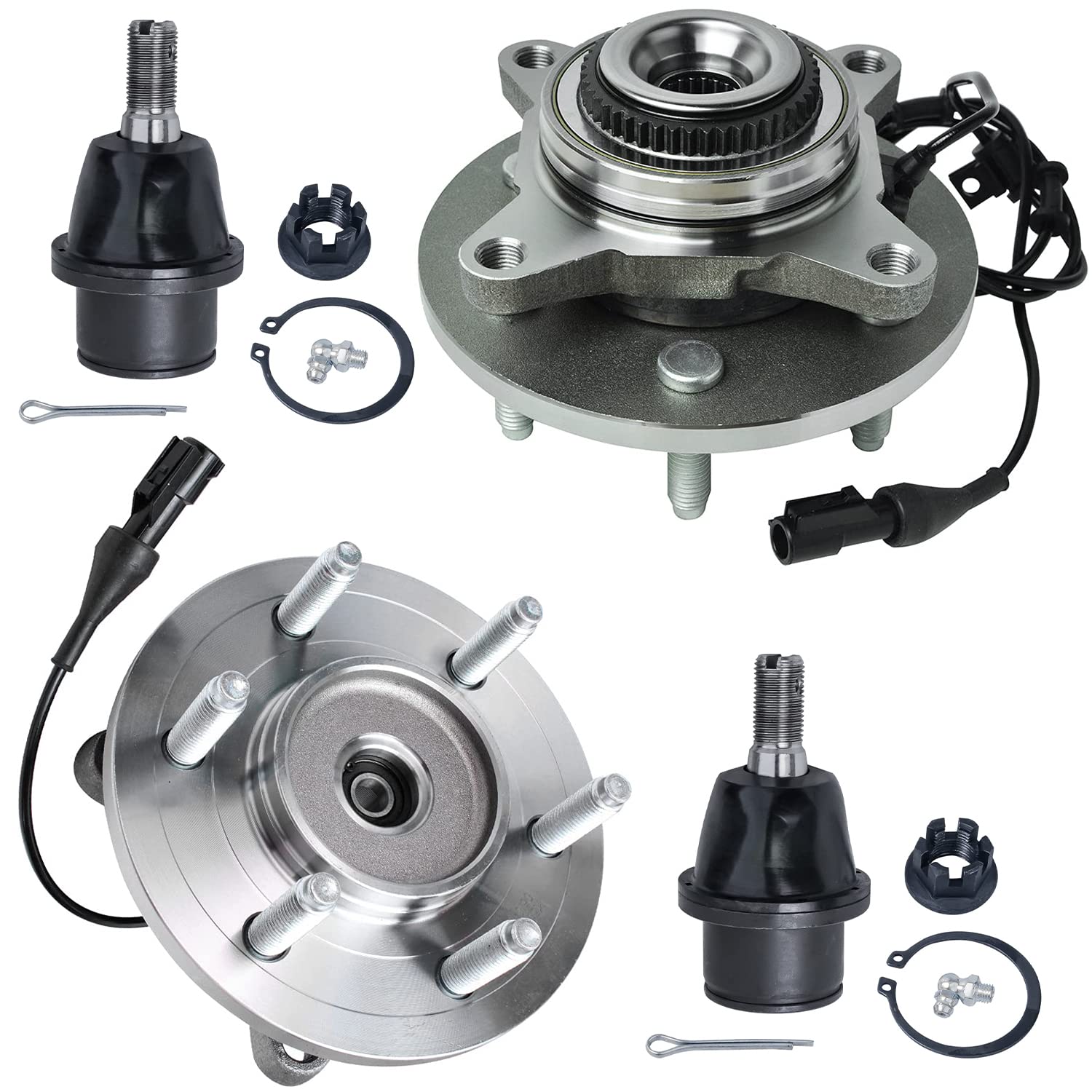 Detroit Axle - 4WD Front 4pc Wheel Bearing Hubs Kit for 2004-08 Ford F-150