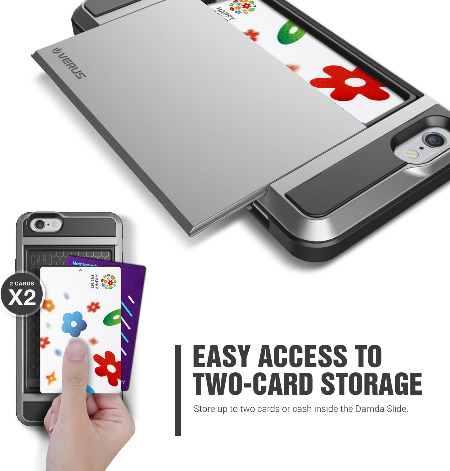 iPhone 6S Case, Verus [Damda Slide][Satin Silver] - [Wallet Card Slot][Heavy Duty Protection] For Apple iPhone 6 6S 4.7