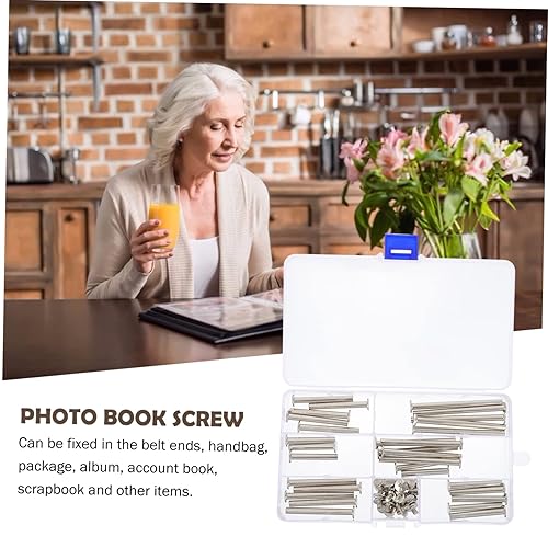 Miniatura 8 de MAGICLULU 60 piezas de álbumes de recortes, álbumes de recortes, tornillos de bloqueo para libros de fotos, tornillos de metal redondo suave fácil