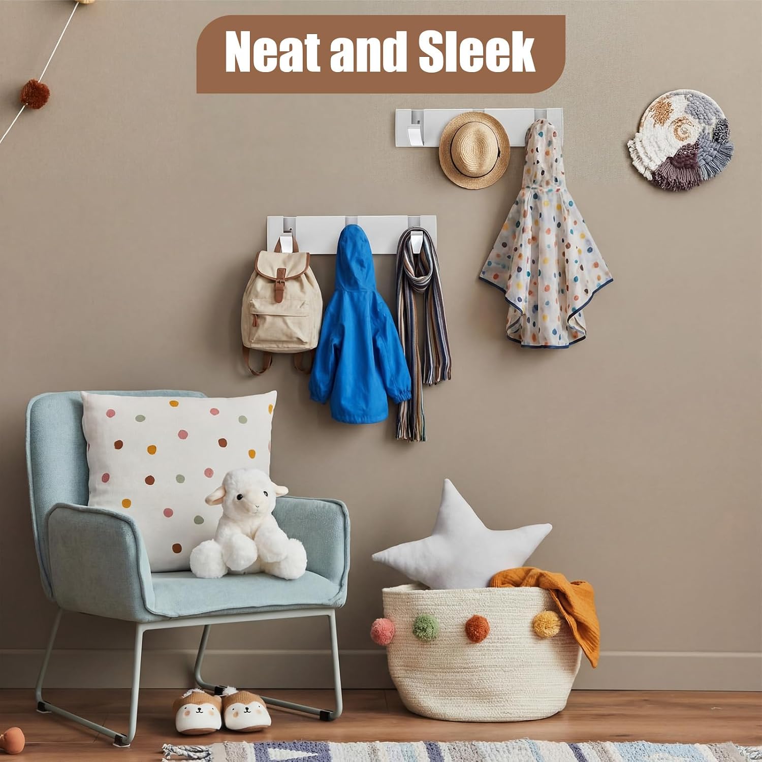 Wesiti 3 Hooks Wall Mounted Coat Rack, Aluminum Wall Coat Hanger, 9 Inch Modern Floating Coats Rack, Stylish Design Floating Coats Hook, Space Saving Storage for Hats, Bags, Bathroom, Bedroom