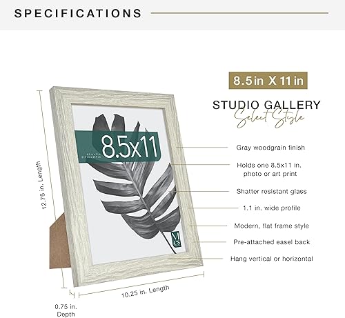 Vista 488 de MCS Studio Gallery Marco para póster de 16 x 24 pulgadas, imitación de veta de madera de color negro, colgar en horizontal o vertical, grande