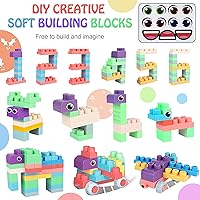 Vista 8 de Bloques de construcción suaves para niños pequeños, bloques de construcción grandes apilables para bebés de 6 meses en adelante, regalos Stem