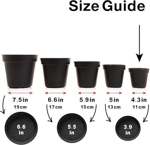 Miniatura 5 de Mintra Home - Paquete de 4 macetas de jardín (color negro, 11 cm4.3pulgadas de diámetro)