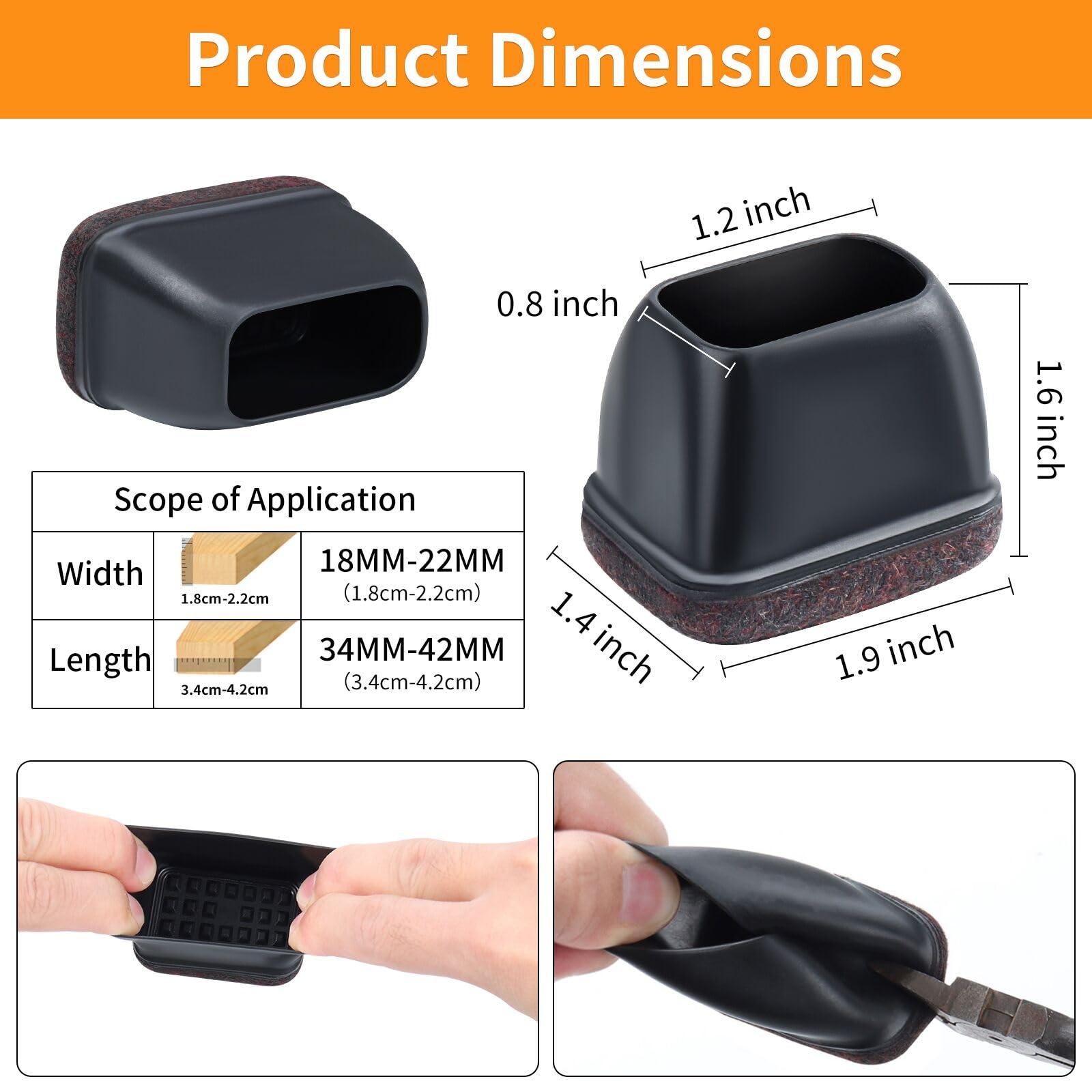 16 Coprigambe Per Sedie E Tavoli In Silicone Con Feltro - Antigraffio E Antiscivolo Per Pavimenti - Foto 7