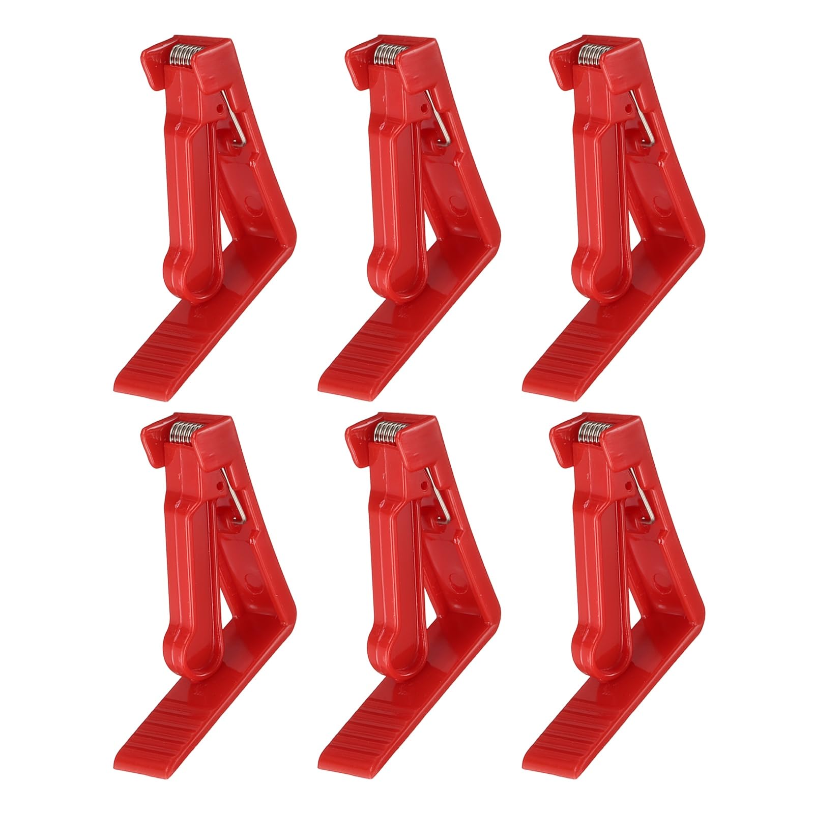 sourcing map 12 Pack Plastic Tablecloth Clips, 2.17" x 2.17" Windproof Table Cloth Cover Clamps Spring Loaded Holder Clips for Home Party Picnic Wedding Camping Dining Tables, Red