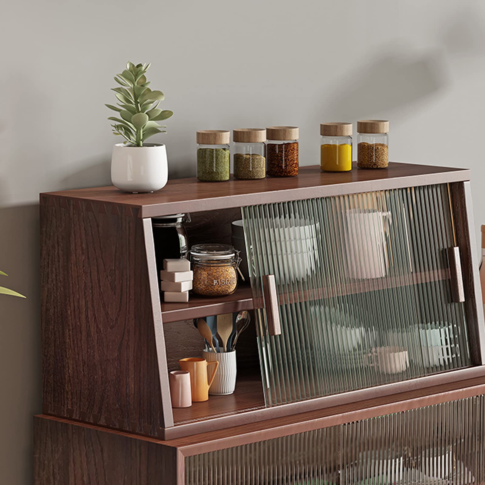 Caja de pan grande, caja de pan con ventana frontal transparente de vidrio, contenedor de almacenamiento de pan de doble capa, soporte de pan estilo granja para encimera de cocina, 60*30*35 cm (A 80