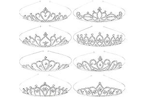 8 Pack Silver Metal Sparkly Glitter Rhinestone Crown Headbands for any Occasions