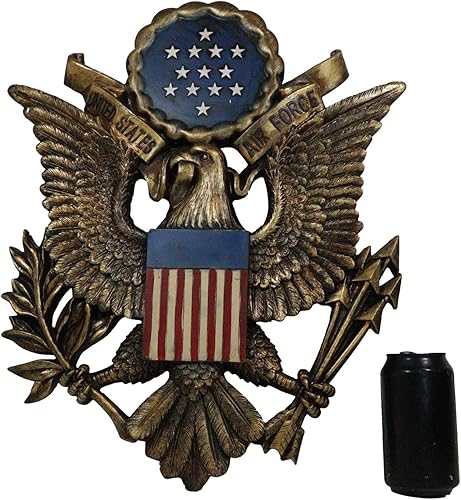 Miniatura 7 de Ebros Gift Emblema patriótico de la Fuerza Aérea de Estados Unidos con 2 viejas banderas estadounidenses fieles y placa decorativa de pared de