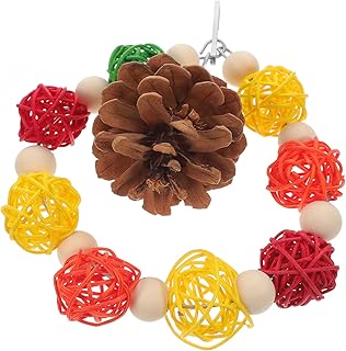 POPETPOP Bird chew Toy Macaw chew Toys Bird Toys for Parrots Colorful chew Toys Parrot Chewing Toy Bird Climbing Toys Bird Teeth Grinding Toys Parrot Block Toys Pine Cones Africa Tiger Skin