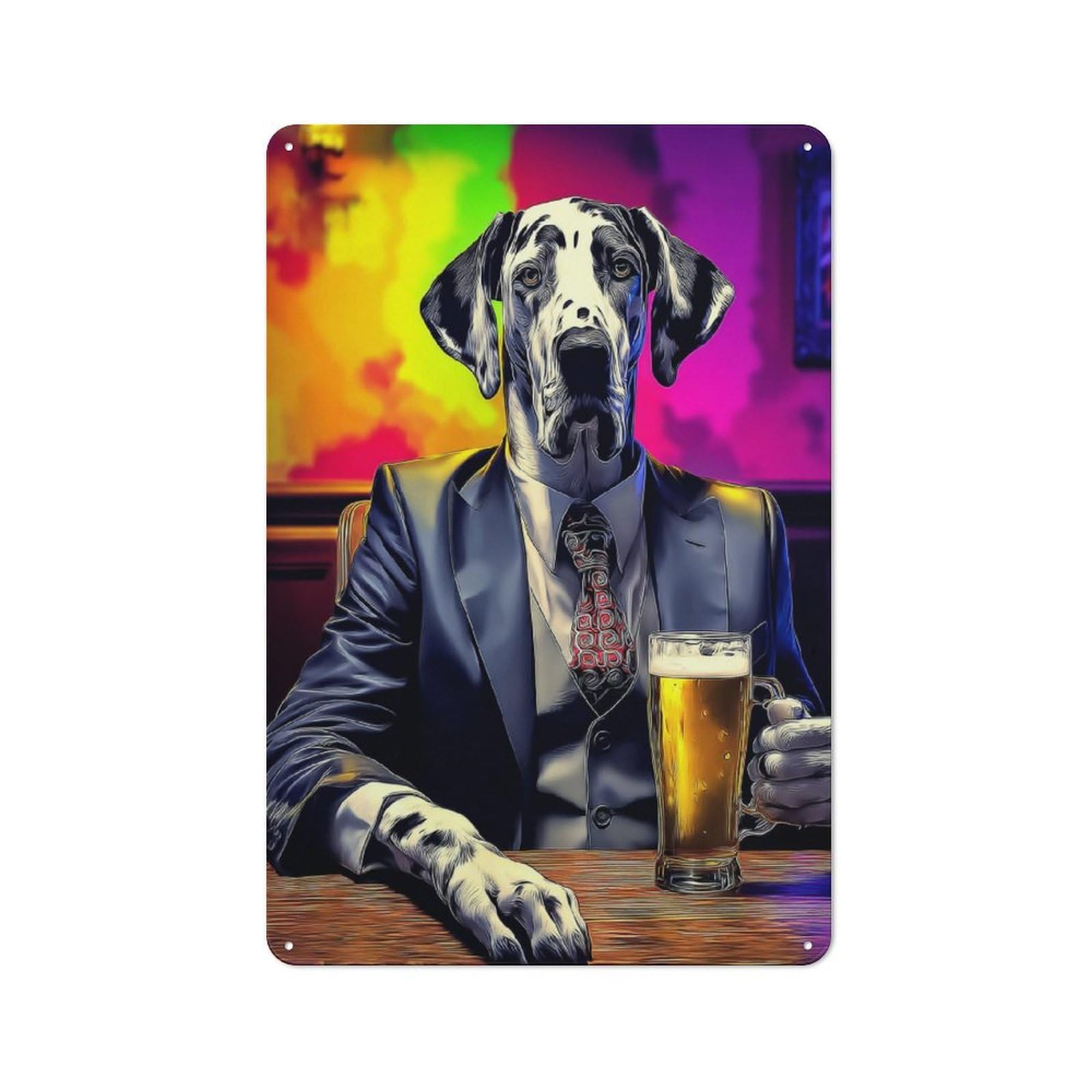 Junmoney Great Dane Enjoying A Beer Retro Tin Sign 30X20cm For Lounge Or Reading Corner, For Home Wall Decor Collectors