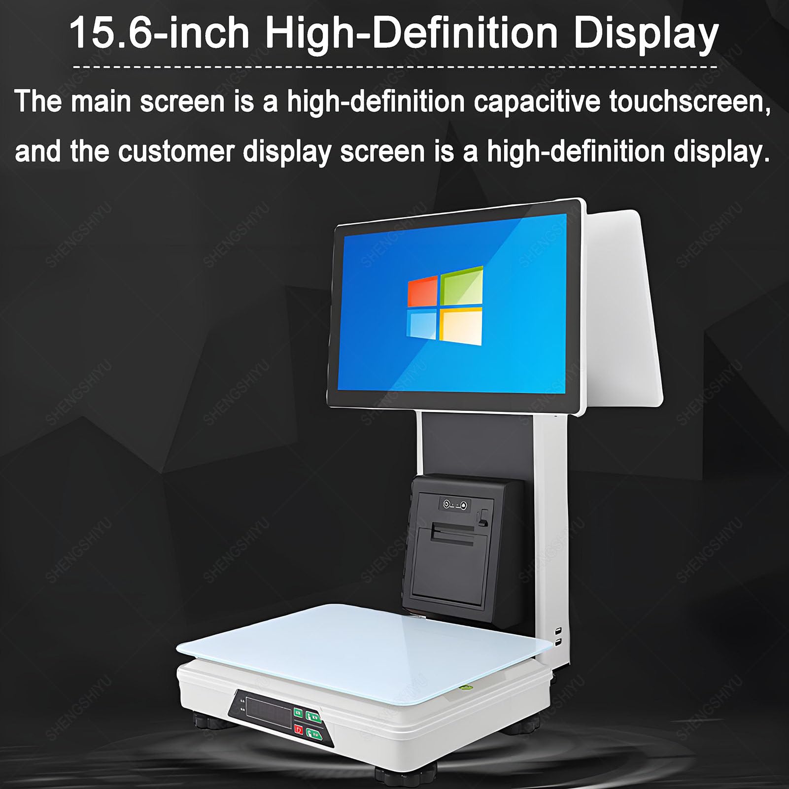 Caisse Enregistreuse Professionnelle avec Ports Multiples,Écran HD 15,6 Pouces,8GB+128GB,Angle D'écran Réglable,Balance de Caisse Enregistreuse avec Imprimante 58mm