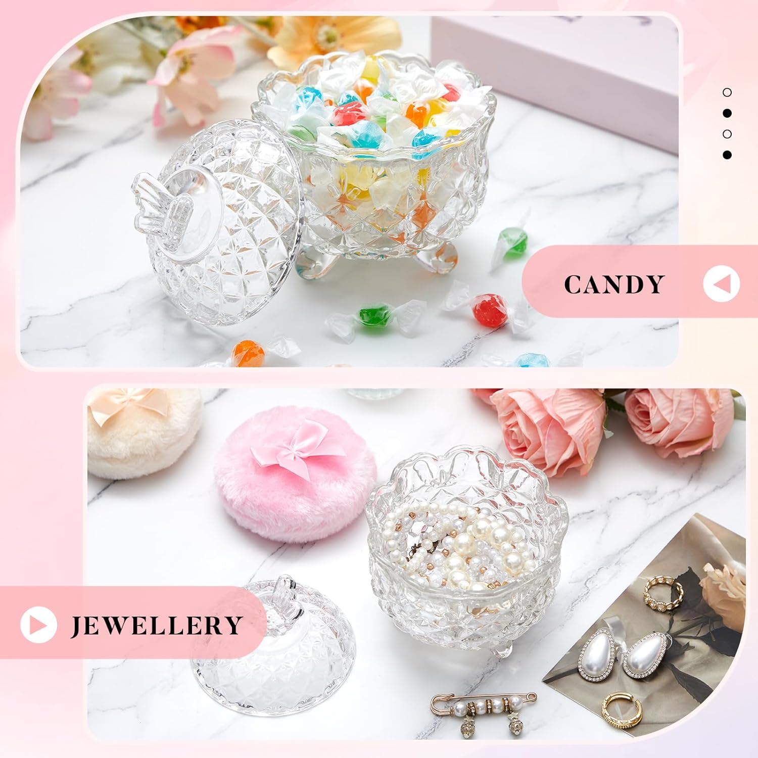 Tioncy 3 Pcs Large Body Powder Puff and Container Powder Container with Puff Powder Puff Crystal Container Soft Washable Reusable Velour Face Body Glitter Powder Puff Wet Dry Makeup (Clear,Butterfly) - Image 5