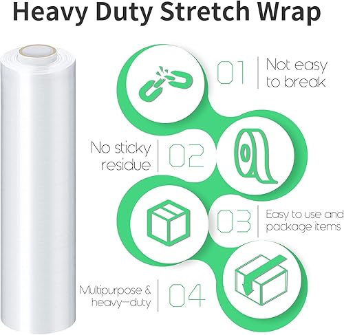Miniatura 3 de HERKKA - Película elástica con asas, resistencia industrial, rollo de plástico para envoltura móvil, envoltura retráctil para envoltura de paletas,