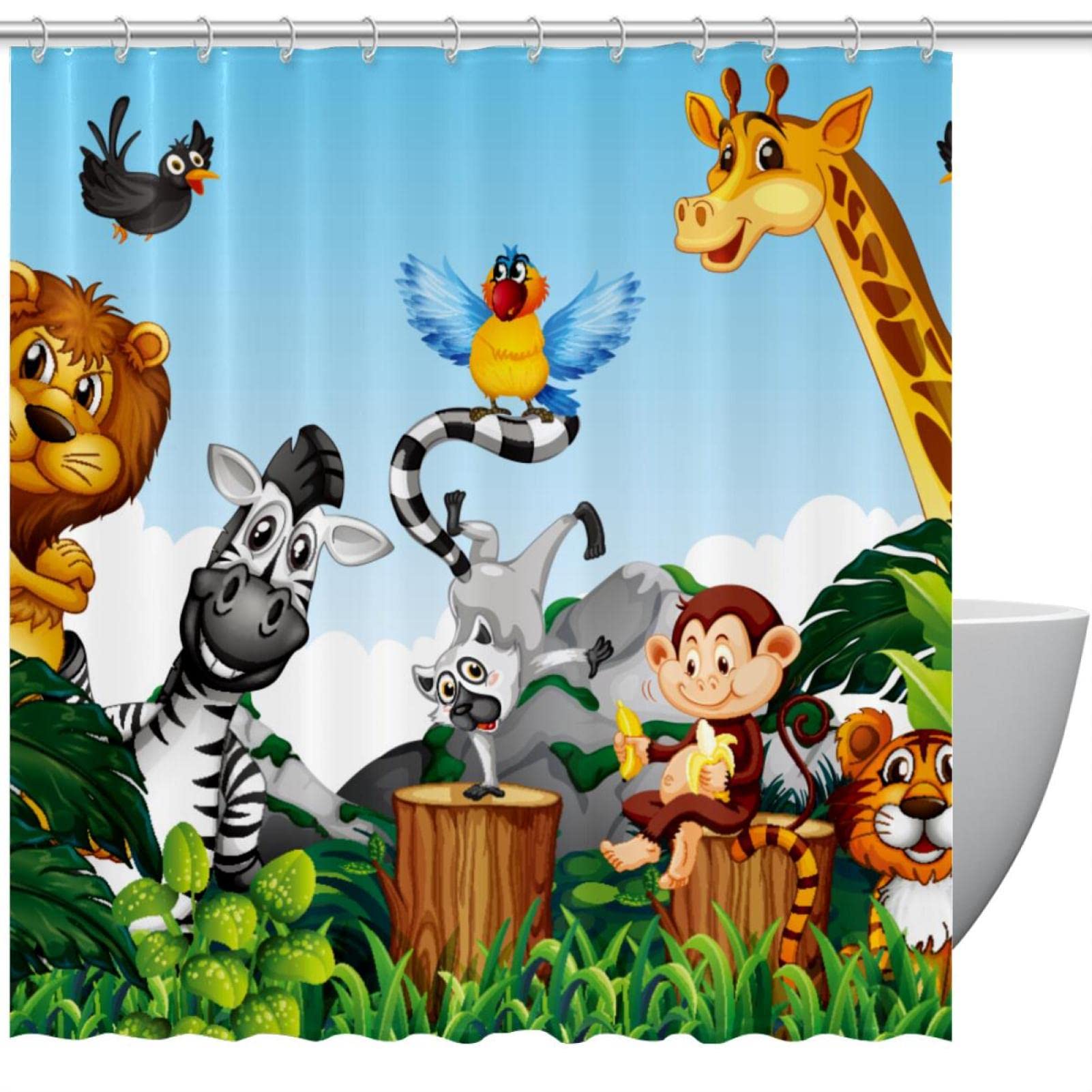 Rideau de douche animaux sauvages 168x183 cm pour la salle de bain