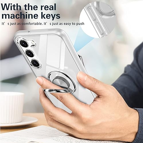 Miniatura 7 de SXTDDSP Funda transparente para Samsung Galaxy S23 Plus 2023, funda protectora flexible de silicona suave, con soporte magnético de anillo giratorio