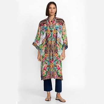 Johnny Was Ymeriah Reversible Kimono Dress Coopera Sky Blue Floral XX Large New