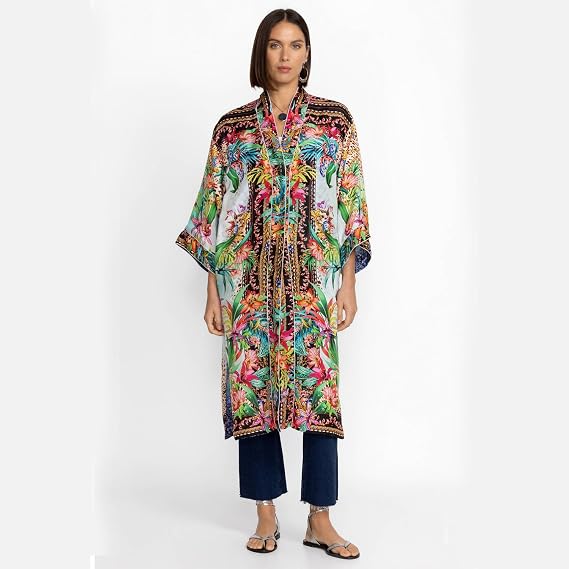 Johnny Was Ymeriah Reversible Kimono Dress Coopera Sky Blue Floral XX Large New