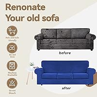 Vista 192 de WEERRW Fundas de terciopelo para sofá de 2 cojines, fundas de sofá de felpa de terciopelo de lujo de alta elasticidad, con parte inferior elástica