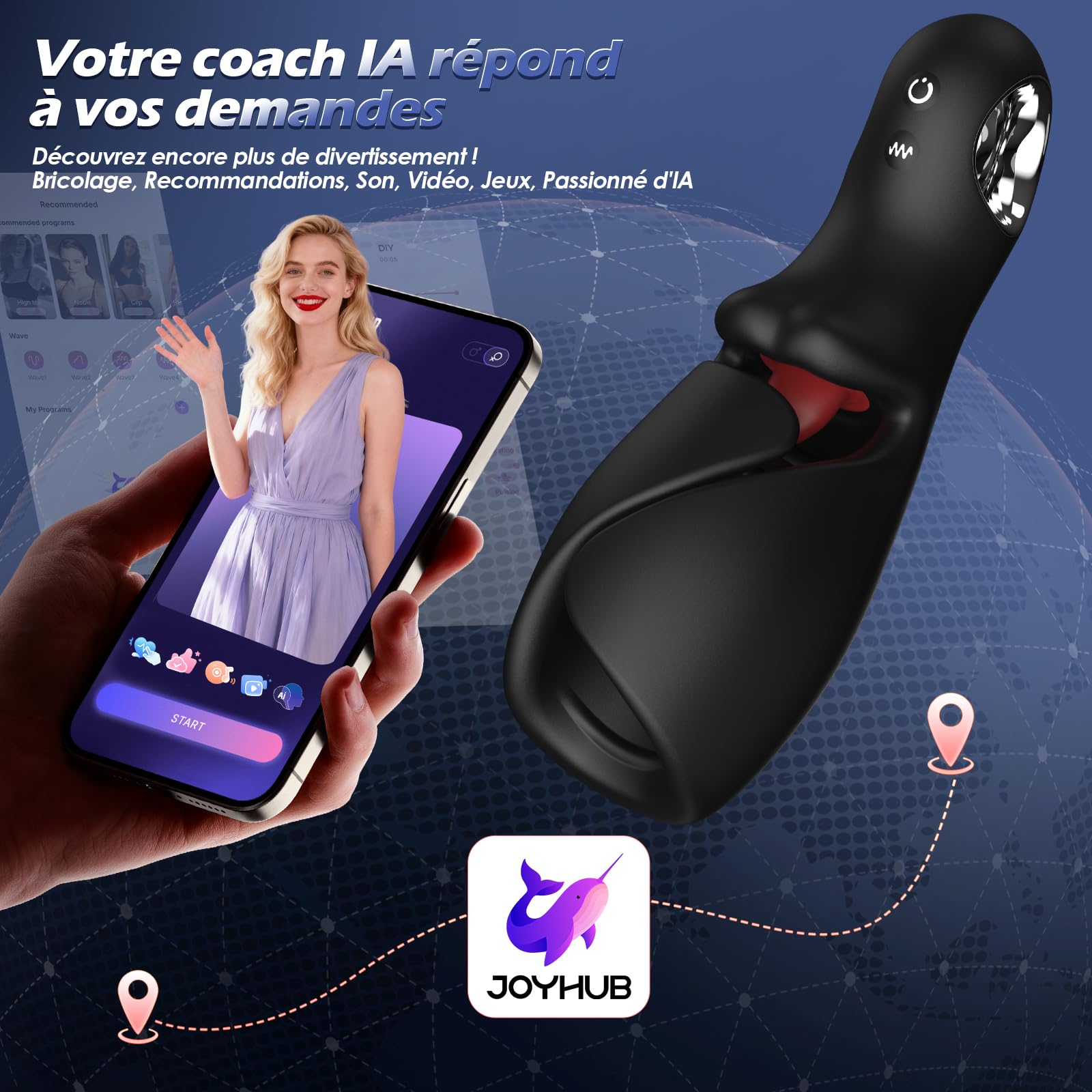 Masturbâteur Homme Mains Libres, Coupe ouverte Vibromasseur Masturbateurs Masculins Sextoy Homme avec 10 Modes lécher la langue 10 Vibrations & APP, Sextoyse Homme Sex Automatique Masturbeuse Masculin