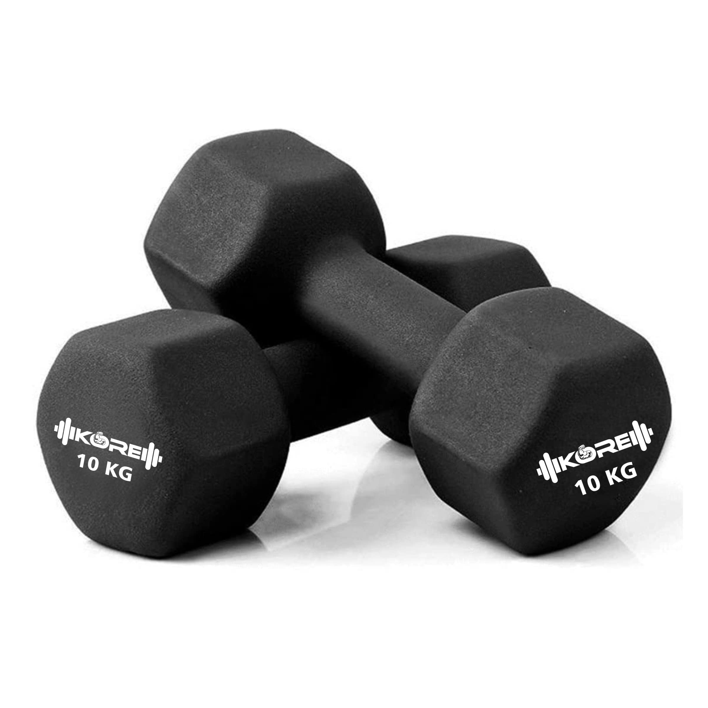 Kore Professional Neoprene 10 Kg (Set of Two) Dumbbells Home Gym Exercise Equipment for Men & Women, Neoprene Coated Hexa (Multicolour)-image-41