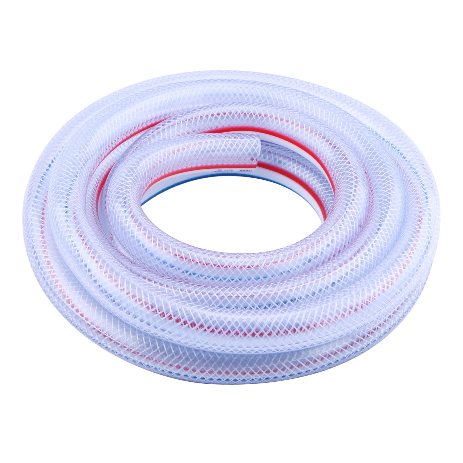 Tubo de PVC trenzado suave - Manguera de vinilo reforzada con tubo de PVC flexible de alta presión de 1/2 x 3/4 pulgadas OD para agua, aceite con 2 abrazaderas de manguera (10 pies)