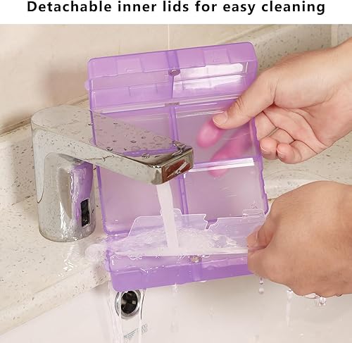 Vista 108 de FYY - 2 pastilleros diarios con 7 compartimentos para pastillas, para viaje, diseño plegable, para guardar vitaminas, aceite de hígado de bacalao