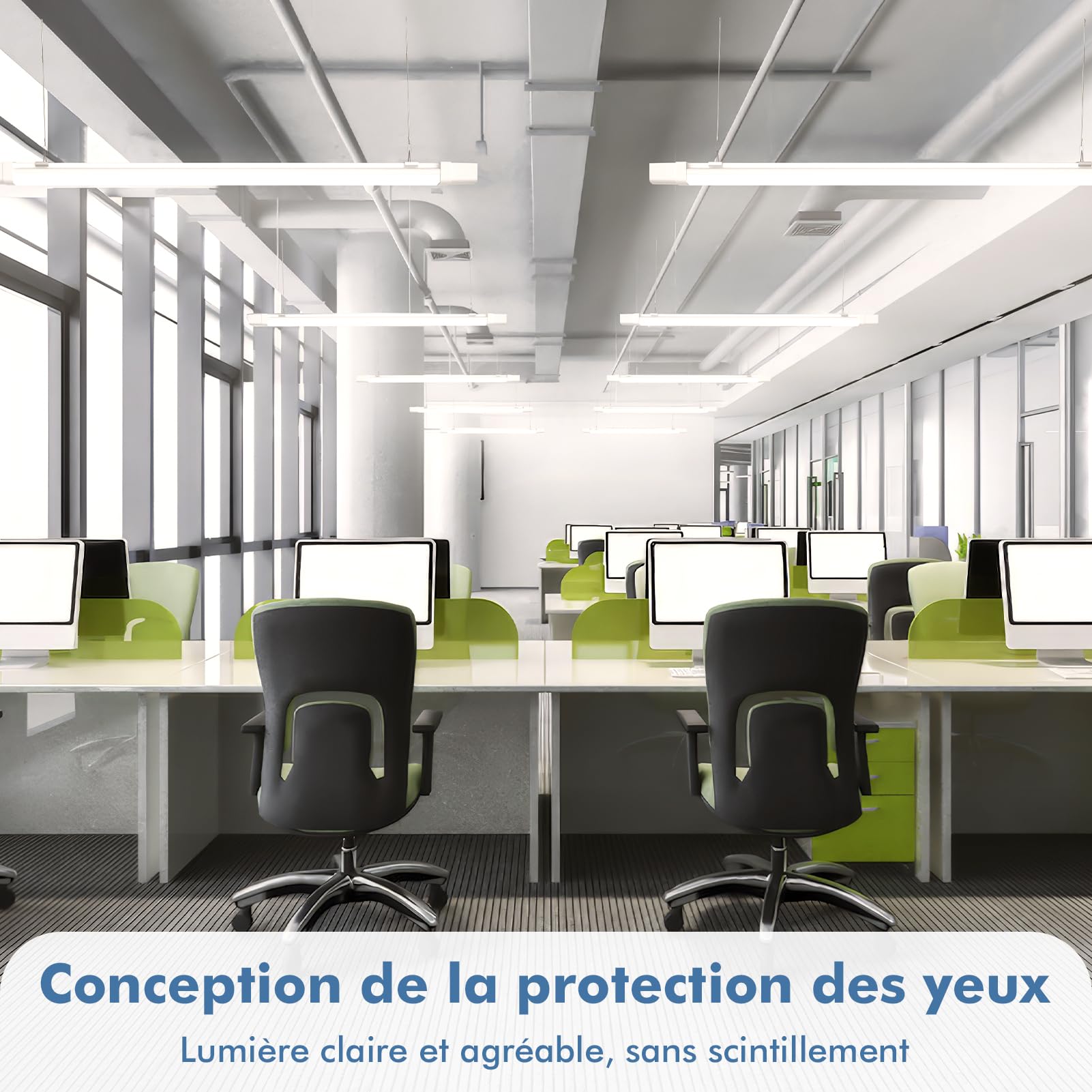 10 Pièces Neon 120cm, Tube 40W 4000LM, Blanc Neutre 4500K Connectable Réglette Avec Couvercle Transparent, IP65 Imperméable Luminaire Plafonnier Pour Bureau Atelier Garage Sous Sol