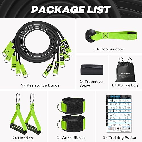 Miniatura 7 de Resistance Bands, Heavy Duty Exercise Bands for Working Out, Workout Bands with Handles, Stretch Band for Men, Fitness Bands for Home Workouts,