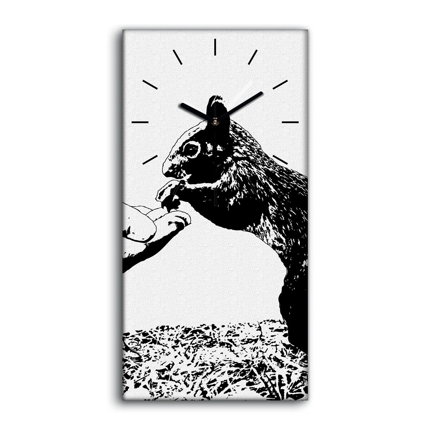 Horloge sur Toile Écureuil 30x60cm pour Salon et Chambre en Silence