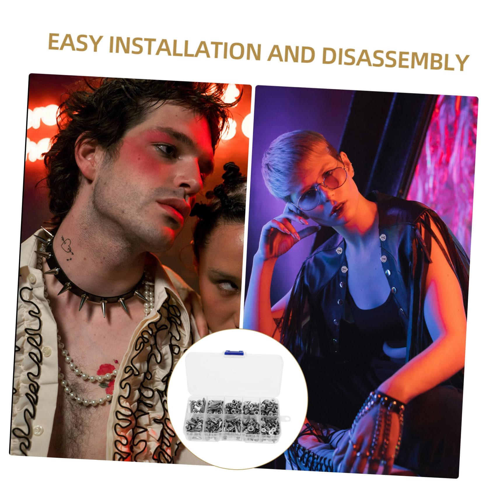 HOMSFOU 5 Sets Punk Nagel Set Gothic Zubehör Nieten Für Kleidung Mit Spikes Versehene Kleidungsnieten Dekorative Nieten Schuhdekorations Charms Punk Nieten Spikes Nieten Für