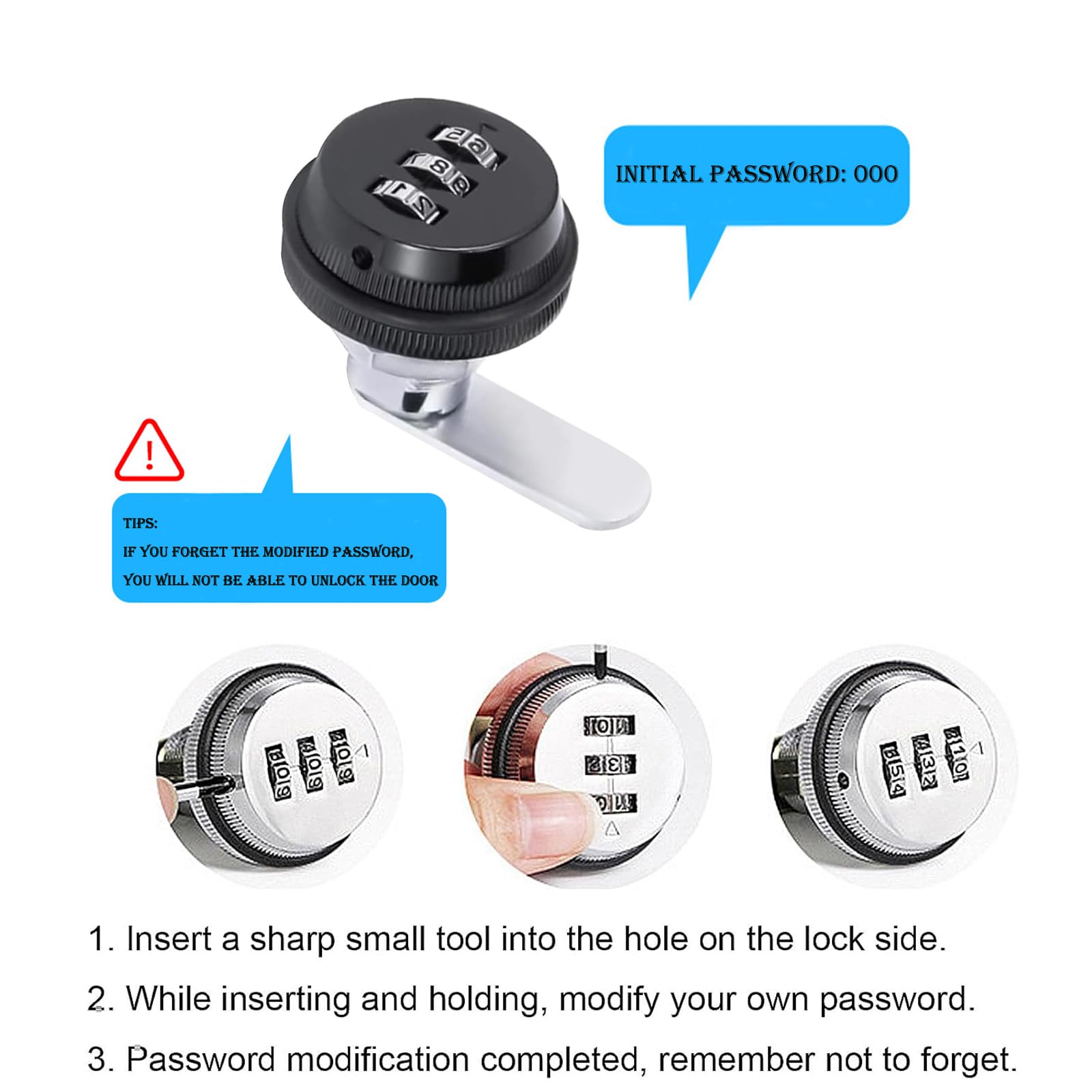 Serratura A Camma Con Combinazione Per Cassetti - Set 2 Pezzi, Reimpostabile, Per Armadi E Mailbox - Foto 11