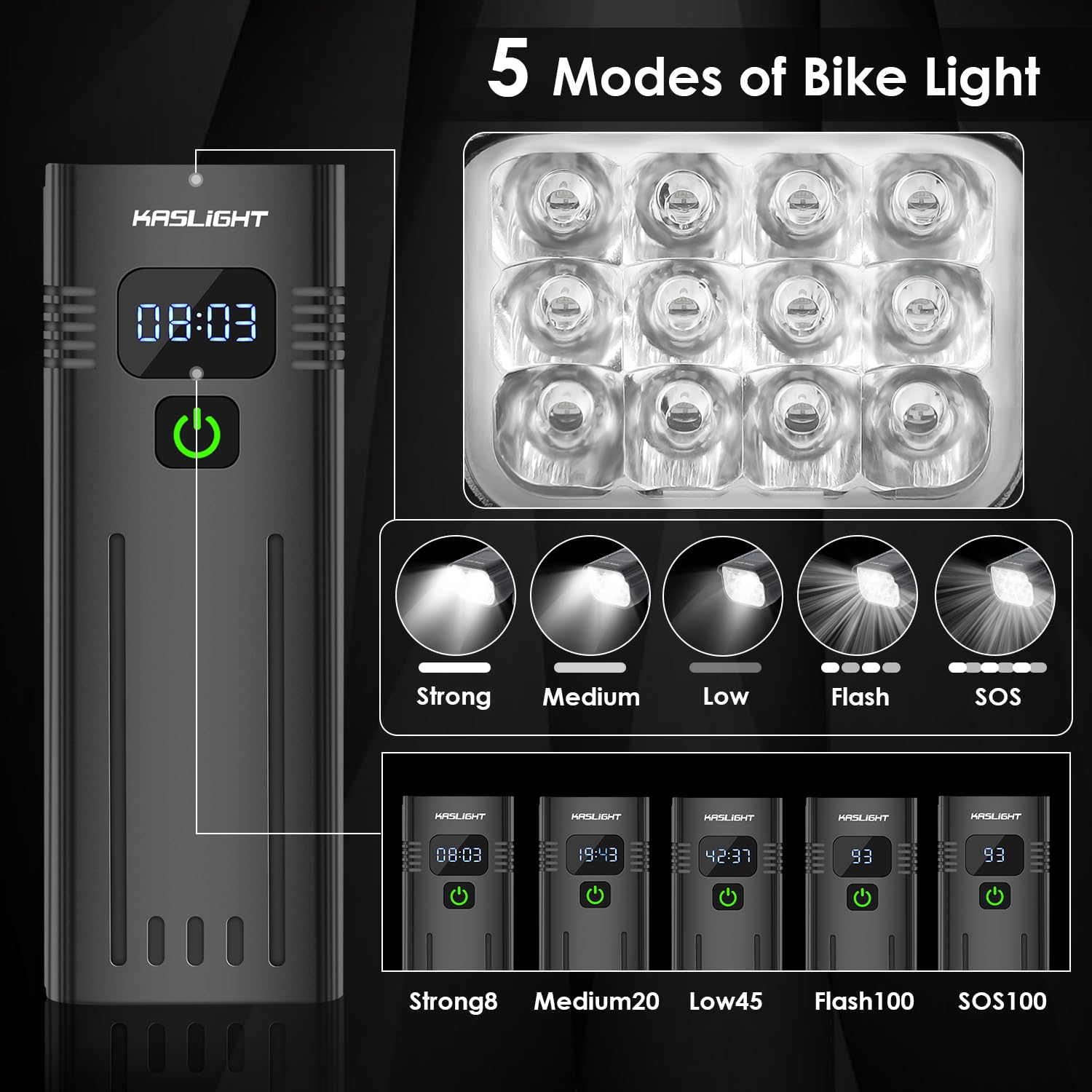 Luci per bicicletta, luce per bicicletta da equitazione notturna, 10000 lumen, torcia per bicicletta ricaricabile, luci per bici luminose anteriori e posteriori con luce ad alto fascio e luce del