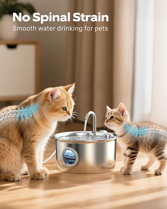 Fuente de Agua para Gatos Acero Inoxidable ATMZIQXR 2.6L miniatura 6