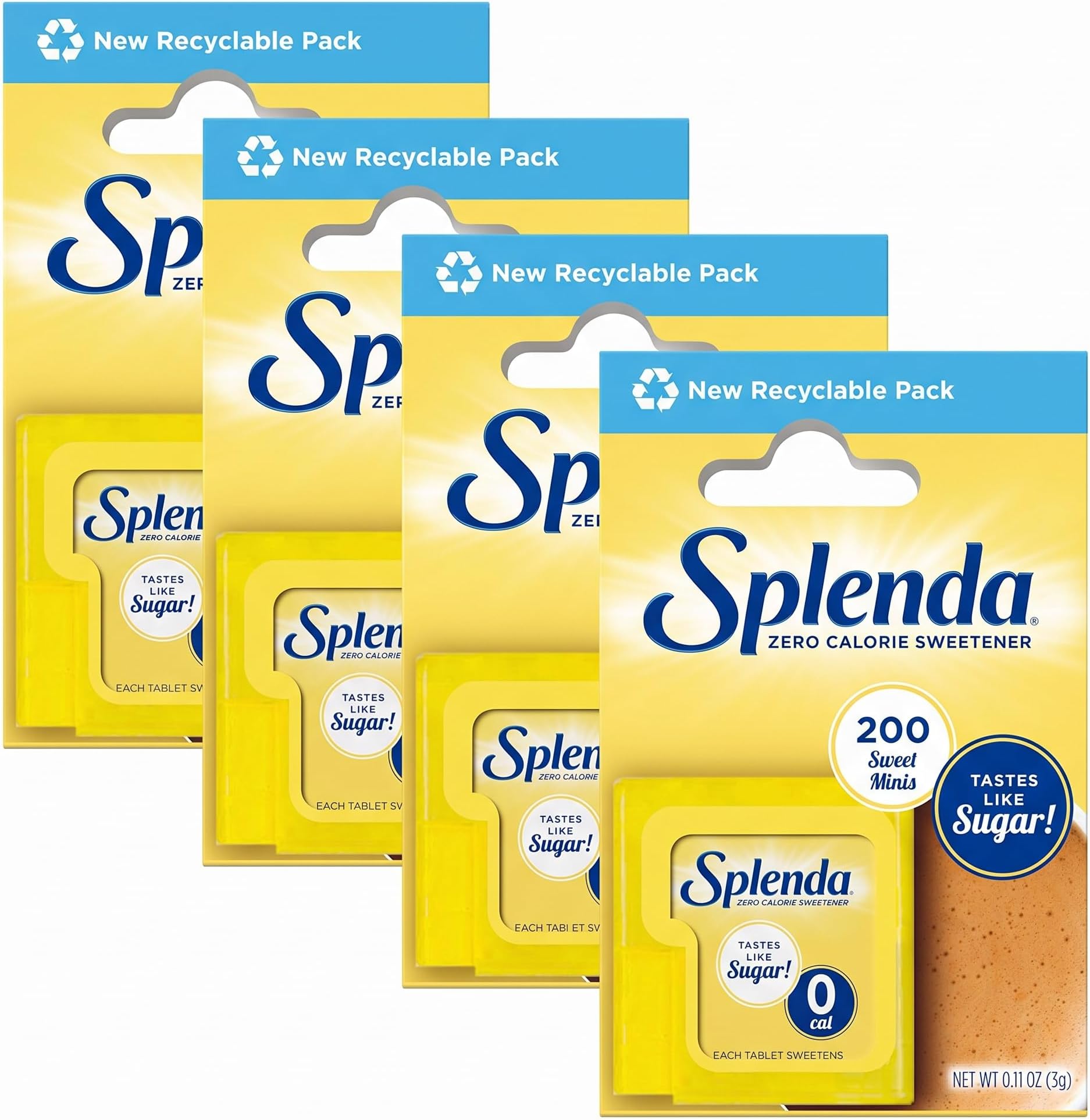 SPLENDA No Calorie Sweetener, Mini Dissolvable Tablets,200 Count (Pack of 4)