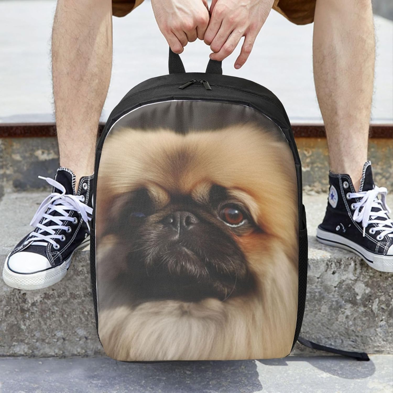 Backpack for Men Women Casual Daypack Cute Pekingese Laptop Backpack 17 In Lightweight Travel Backpack for Work Hiking